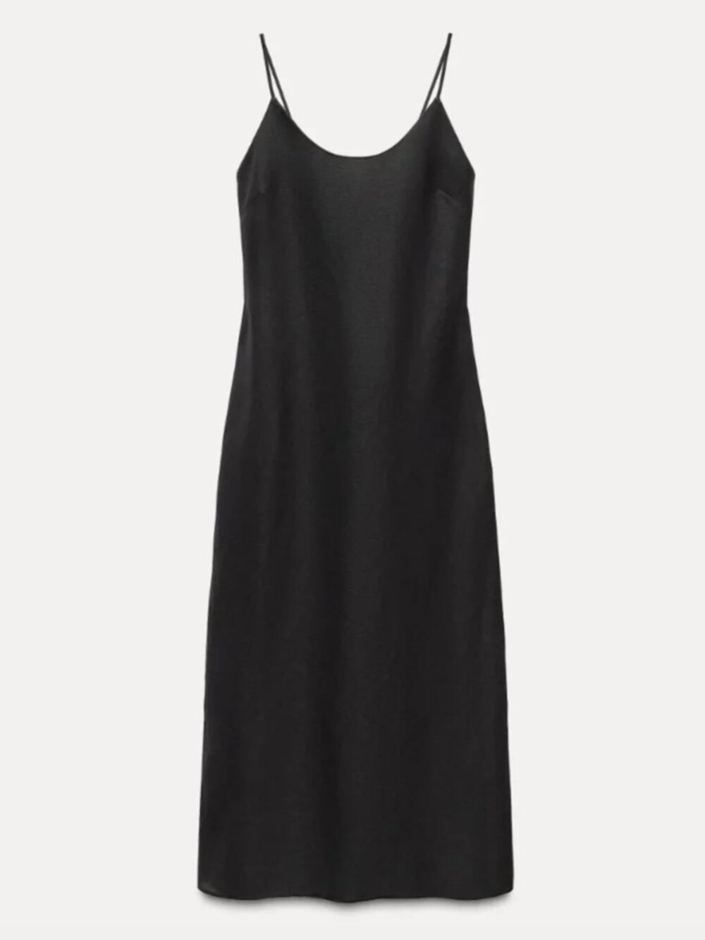 NWOT Zara Linen Blend Midi Dress ZW Collection Black